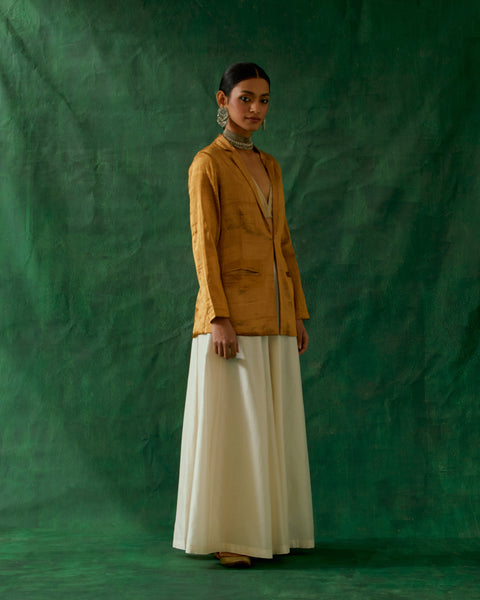 Luxury Gold Zari Silk Jacket – Handloom | Vinusto