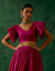 Chanderi Blouse with Ruffled Sleeves in Hot Pink