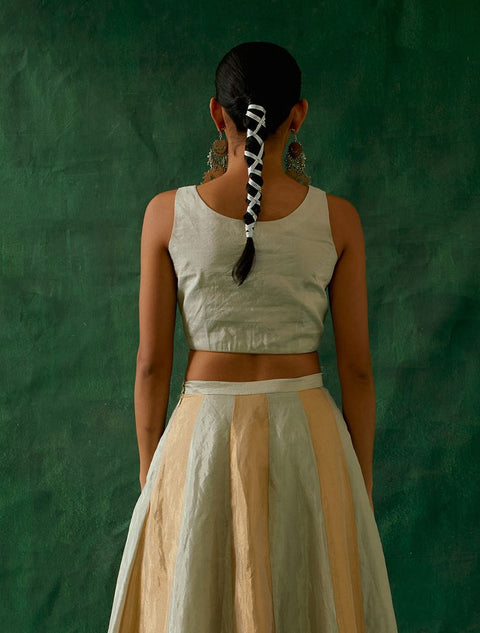 Order Waistcoat Style Blouse in Silver Zari Handloom | Vinusto