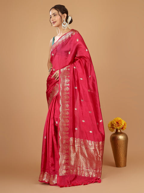 Hot Pink Kadhwa Banarasi Katan Silk Saree