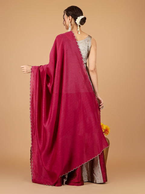 Chessboard Sharara with Plunge V-Neck Short Kurti & Chanderi Dupatta (Set of 3)