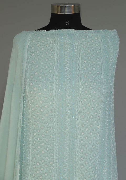 Chikankari Anarkali Kurta Set in Mint (Set of 3)
