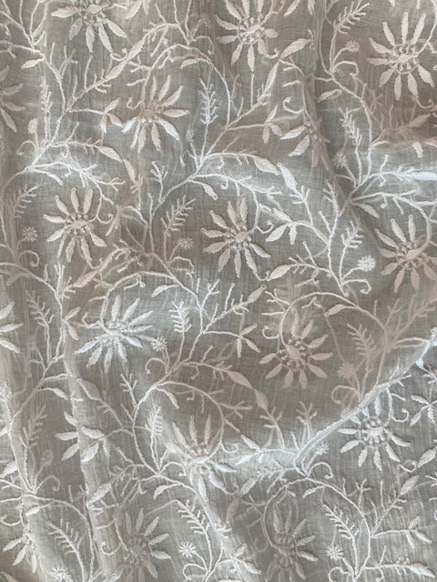 Hand- embroidered Mul Chanderi Chikankari Kurta and Dupatta (Set of 2)- Unstitched