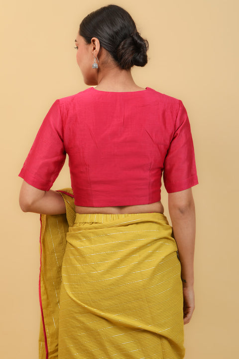 Order Pink Chanderi Blouse with Lace Inserts | Vinusto