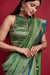 Curved Hem Olive Green & Gold Blouse in Chanderi Handloom