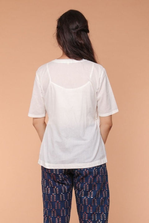 Premium Wrap-Around Cotton Top in White | Vinusto