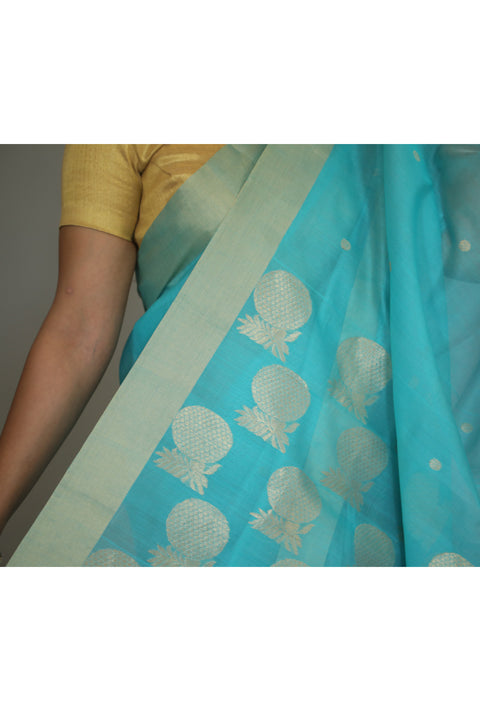 Premium Mercerized Silk Saree in Diamond Blue – Elegant & Modern | Vinusto

