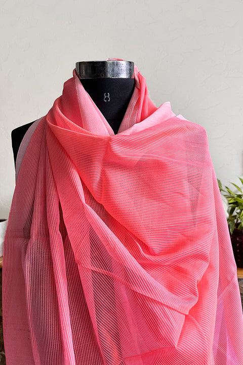 Shop Salmon Pink Chanderi Handloom Dupatta | Vinusto