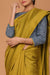 Coordinates- Handcrafted Chanderi Sari in Lime with Hand Block Printed Cotton Blouse in Indigo