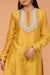 Straight Kurta with Yoke Details  in Yellow Chanderi Silk