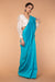 Coordinates- Handcrafted Chanderi Sari in Aqua with Balloon Sleeve Chanderi Blouse in Ivory (Set of 2)