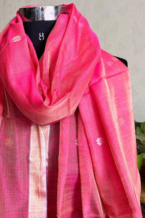 Order Rose Pink Chanderi Handloom Dupatta | Vinusto