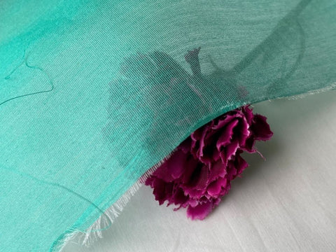 Buy Handwoven Chanderi Fabric In Aqua Green - By Vinusto