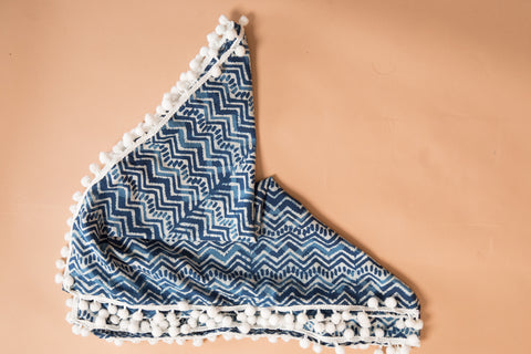 Block printed scarf with tassels