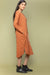 Cotton Dress with Stylised V-Neck in Terracotta Brown