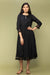 Black Textured Cotton Dress with Lace Trims