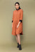 Pleated Shirt Dress in Terracotta Brown & Black Cotton