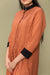 Pleated Shirt Dress in Terracotta Brown & Black Cotton