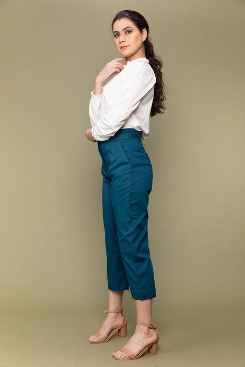 Luxury Ruffle Shirt in Off-White Handwoven Cotton | Vinusto