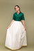 Coordinates- Forest Green Crop Shirt in Handwoven Cotton  & Chanderi Handloom Skirt in Ivory (Set of 2)