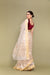 White & Gold Handloom Silk Saree with Meenakari