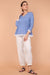 Co-ordinates- Angrakha Wrapped Top in Oxford Blue with Gathered Pants in White (Set of of 2)
