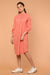 Pintuck Shift Dress in Coral Cotton