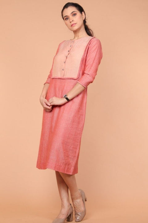 Shop Two-Tone Shift Dress in Pastel Orange & Beige | Vinusto