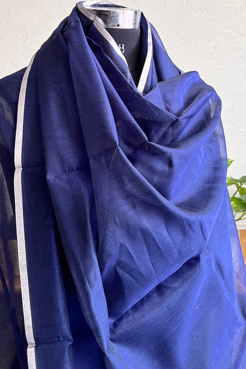 Shop Midnight Blue Chanderi Handloom Dupatta | Vinusto