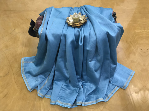 Shop Chanderi Saree in Blue | Elegant and Stylish Cotton Saree for Every Occasion

