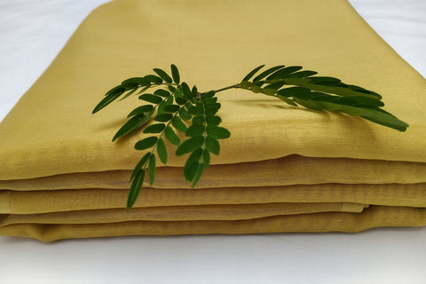 Buy Handwoven Chanderi Silk In Yellow - By Vinusto