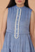 Chambray Blue Fringe Placket Dress in Sambalpur Handloom Cotton