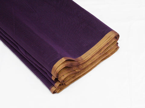 Designer Handwoven Chanderi Fabric In Deep Purple - By Vinusto
