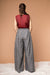 Co-ordinate Set-  Maroon Boxy Top & Gray flared pants in handwoven Sambalpur cotton (Set of 2)