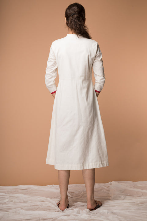 Premium Wrap Dress with Pintucks in Off-White Handwoven Sambalpur Cotton | Vinusto