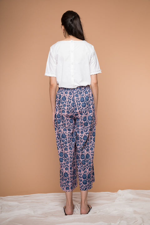 Order Cotton Palazzo in Pink & Indigo Hand Block Print | Vinusto