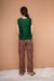Coordinate Set -Dark forest green Sambalpur cotton top with hand block print Maroon Pants (Set of 2)