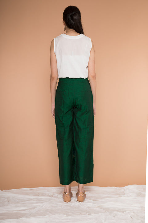 Luxury Front-Pleated Straight Pants in Handwoven Sambalpur Cotton | Vinusto