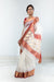 Chanderi Hand Loom Silk Sari in White & Red