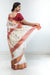 Chanderi Hand Loom Silk Sari in White & Red