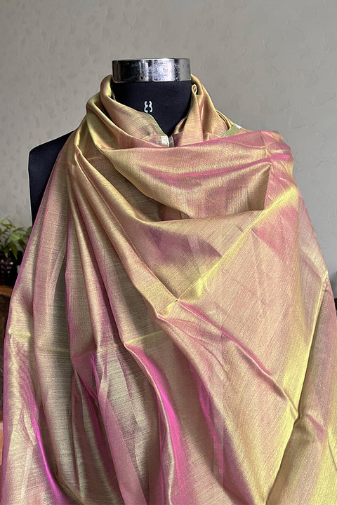 Shop Gold & Pink Dual Shade Chanderi Handloom Dupatta | Vinusto