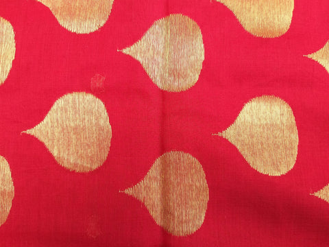 Handcraft Chanderi Mercerized Silk Saree in Red | Traditional Handloom Sarees

