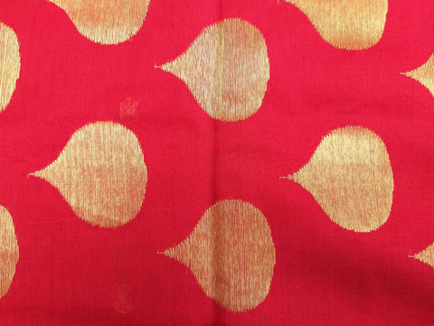 Chanderi Hand Loom Mercerized Silk in Red