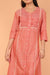 Pleated Shift Dress in Coral Handloom Cotton