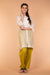 Chanderi Hand Loom Silk Boxy Shirt Kurta in Ivory with Ochre Yellow Cotton Pants (Set of 2)