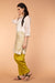 Chanderi Hand Loom Silk Boxy Shirt Kurta in Ivory with Ochre Yellow Cotton Pants (Set of 2)