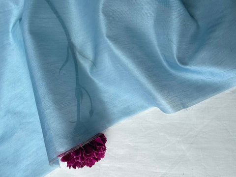 Best Chanderi Fabric In Light Blue - By Vinusto