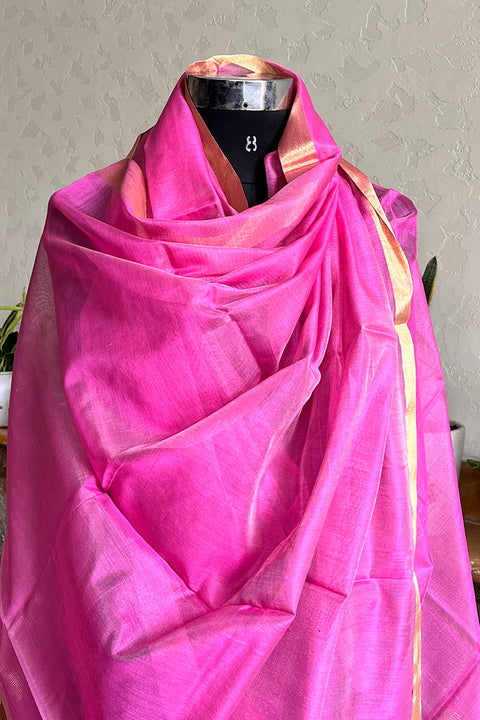 Shop Pink Chanderi Handloom Dupatta | Vinusto
