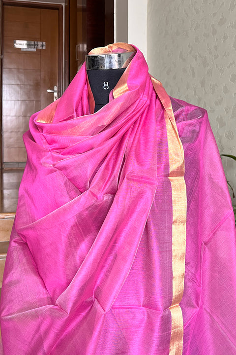 Order Pink Chanderi Handloom Dupatta | Vinusto