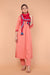 Kurta Set in Coral Cotton with Square Scarf in Red (Set of 3)